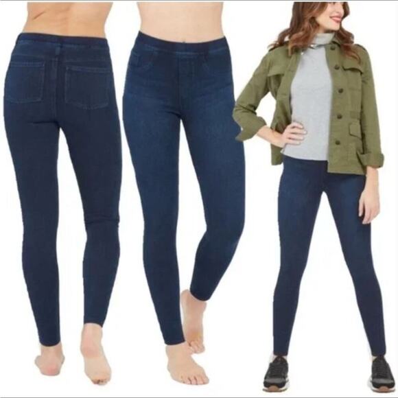 Spanx Jean-ish Dark Wash Denim Jeggings S EUC - Picture 1 of 10